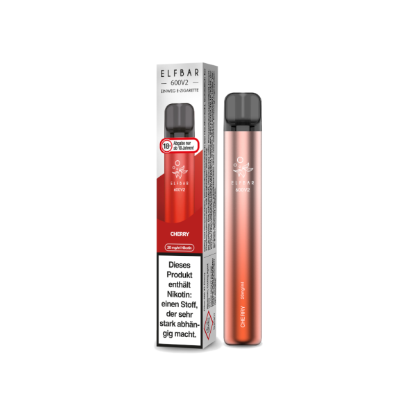 Elf Bar 600 V2 Einweg E-Zigarette - Cherry 20 mg/ml 10er Packung