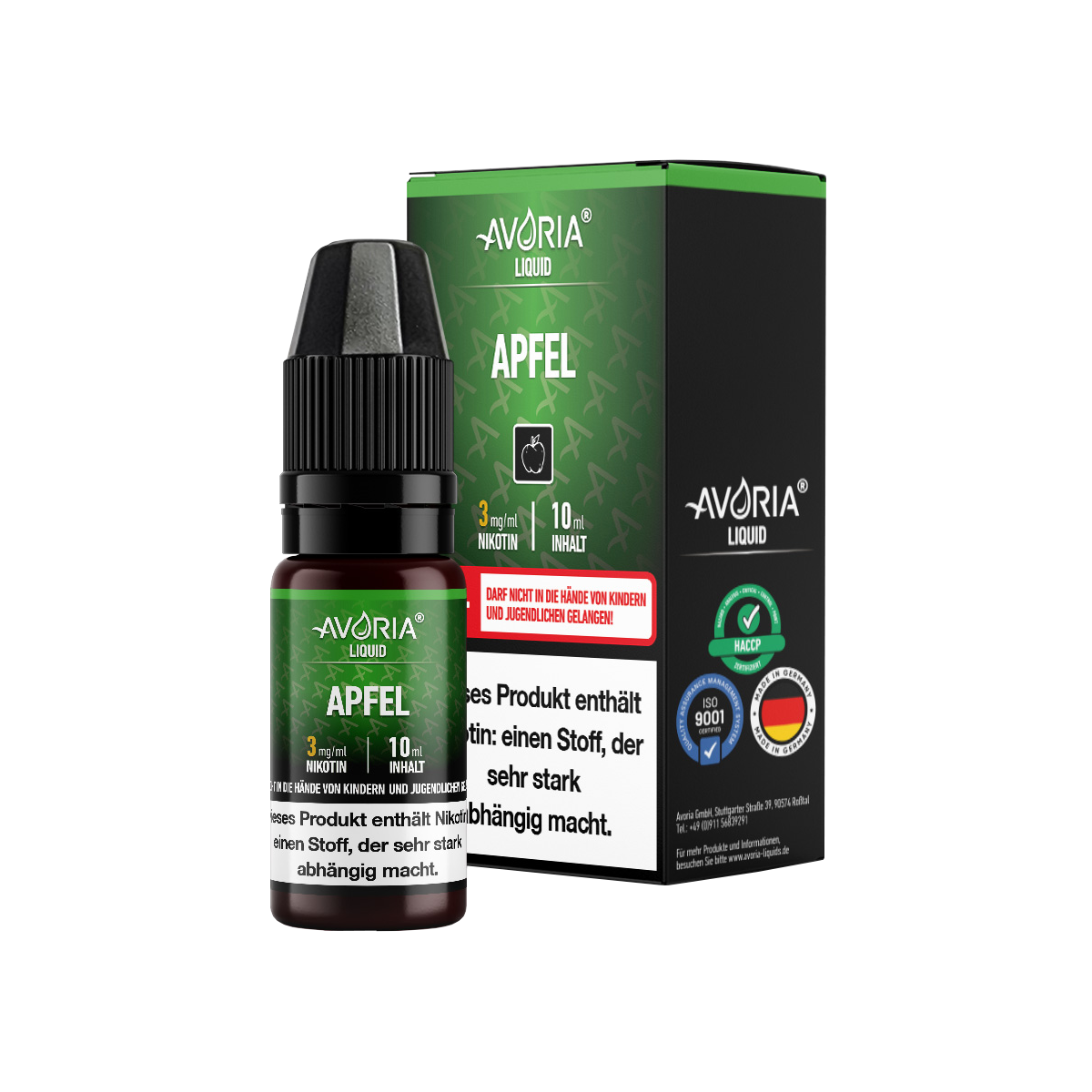 Avoria - Apfel E-Zigaretten Liquid 3 mg/ml 15er Packung